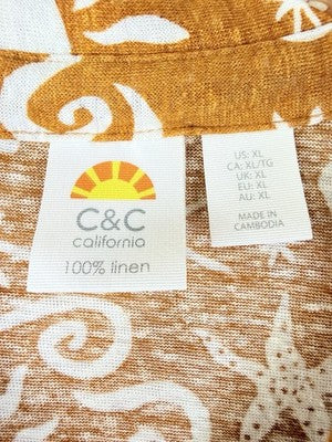 C C California Tops XL 100% Linen Short Sleeve Womens C&C