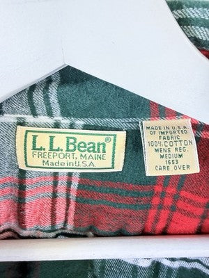 Vintage LL Bean Flannel Shirt Medium Men Made In USA Red Green Plaid Button Down