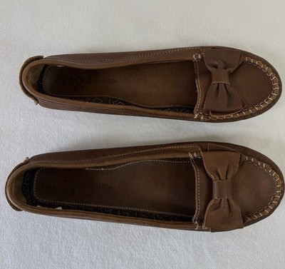 Soul Of Africa Shoes 42 Womens Loafers Bow Glove Leather Brown Slip On