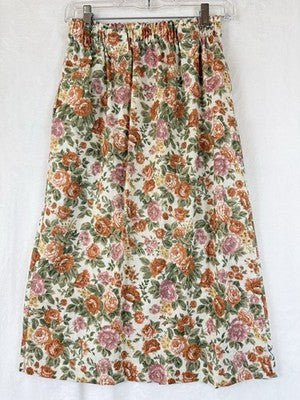 Vintage 80s Skirt 8 Womens Made In USA Floral Print Pull On Cottagecore