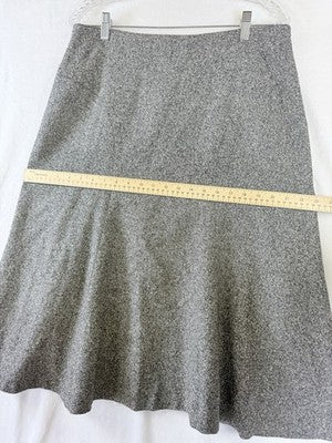 Talbots 14 Fit And Flare Skirt Gray Herringbone Wool Silk Womens Vintage Midi