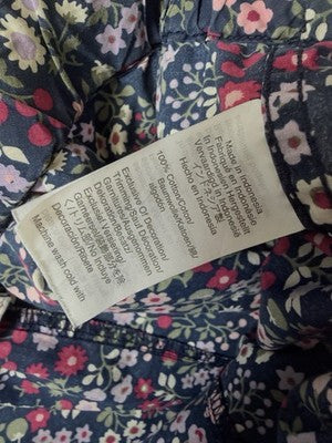 J Crew Pajama Pants XS Womens Blue Floral 100% Cotton Poplin Drawstring