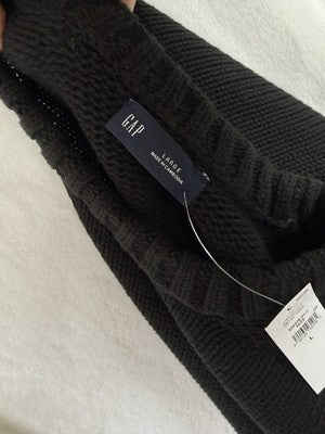 Gap 100% Cotton Relaxed Sweater Large Womens Black Crew Neck Pullover New NWT
