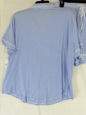 Gap Body Modal Pajamas XL Set Top Shorts Womens Blue Stripe Short Sleeve New NWT