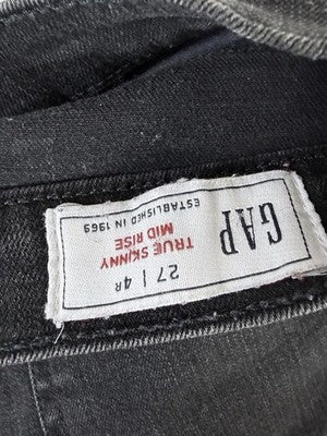 Gap True Skinny Mid Rise Jeans 27 4 Black Denim Lot 2 Pairs Womens
