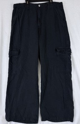 Levis Baggy Dad Cargo Pants 32 Womens Black Wide Leg Tencel