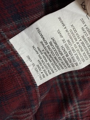 Timberland Flannel Shirt Medium Mens Button Down Burgundy Red Plaid Long Sleeve