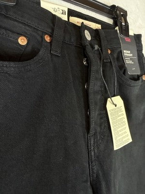 Levis Wedgie Straight 24 Jeans Womens Black Levi’s 24x26 High Rise Denim New NWT