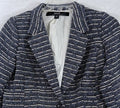 Kensie Jacket Medium Blazer Gray Blue Tan Tweed 1 Button Blazer Womens