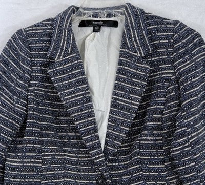 Kensie Jacket Medium Blazer Gray Blue Tan Tweed 1 Button Blazer Womens