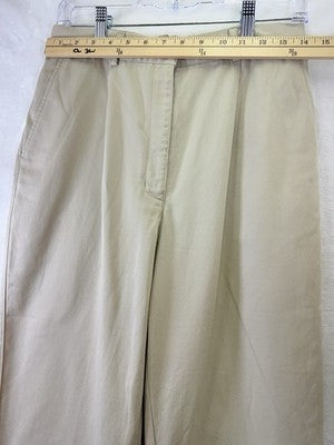 LL Bean Bayside Pants 10 Tan Beige Khakis Womens Elastic Back 100% Cotton