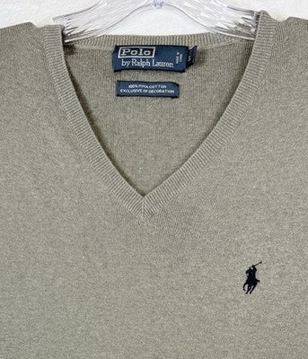 Polo Ralph Lauren Sweater Vest Men Large Gray 100% Pima Cotton V Neck