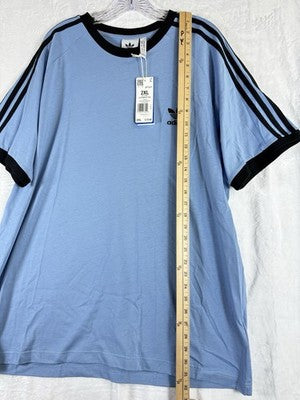 Adidas 3 Stripes T Shirt 2XL Mens Blue Tee Short Sleeve Embroidered New NWT