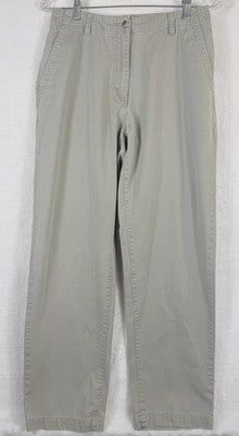 LL Bean Womens 8 Khaki Pants Tan Beige Vintage 90s High Rise 100% Cotton