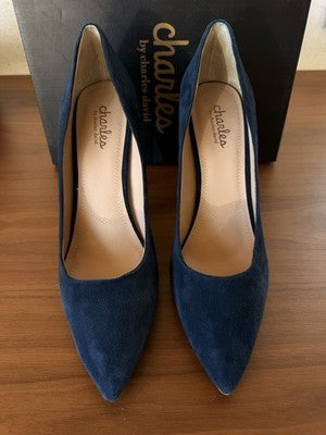 Charles David Shoes 11 Womens Pumps Blue Kid Suede Heels