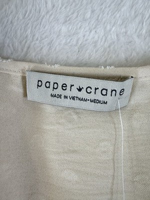 Paper Crane Top Medium Sleeveless Beige Womens Boho Cottagecore New NWT