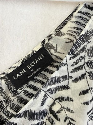 Lane Bryant Top 16 Sleeveless Leaf Print Blouse Lightweight Plus Size Women