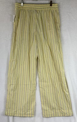 Gap Easy Wide Leg Pants Small Petite Womens Cotton Poplin Yellow Stripe New