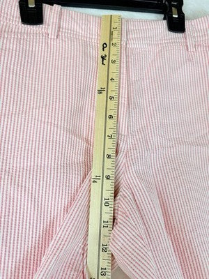 Talbots Perfect Shorts 6 Seersucker Pink White Striped 10” 100% Cotton Womens