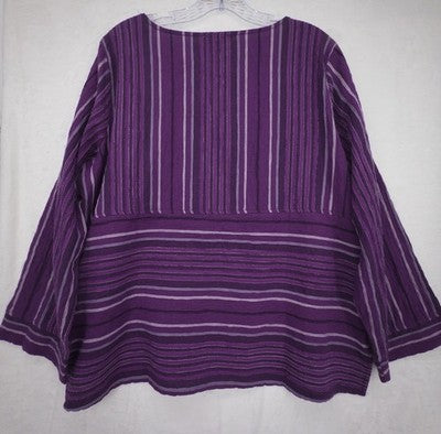 Habitat Clothes To Live In Top Medium Purple 3/4 Sleeve Artsy Lagenlook Womens