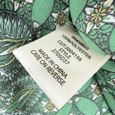 Max Studio Top Medium Blouse Flutter Sleece Green Print Womens