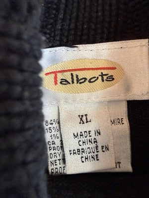 Vintage Talbots Sweater XL Turtleneck Silk Cashmere Wool Womens Black