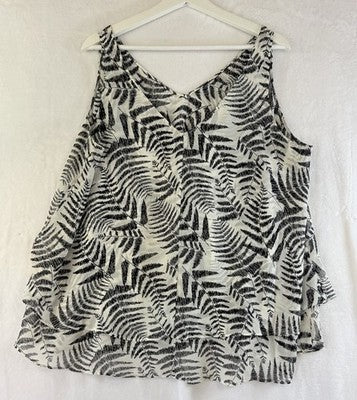 Lane Bryant Top 16 Sleeveless Leaf Print Blouse Lightweight Plus Size Women
