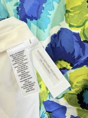Ann Taylor Loft Dress 2 Womens Sleeveless Shift Blue Green Floral Print Short