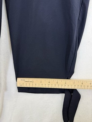 T By Talbots Cropped Pants Medium Petite Lightweight Pull On Navy Blue Tie Hem