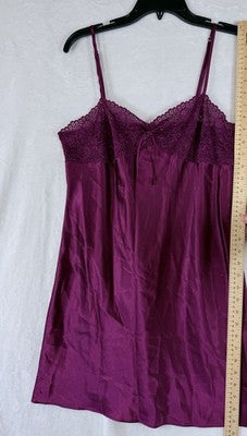 Morgan Taylor Intimates Medium Chemise Nightgown Purple Satin Womens