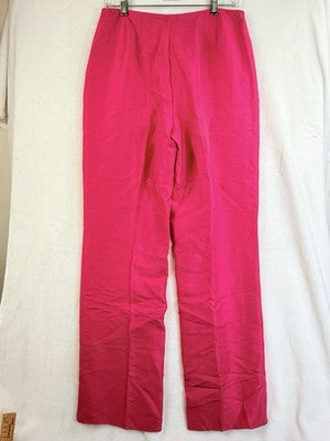 Ann Taylor Loft 100% Silk Pants 8 Barbie Pink Straight Leg Side Zip Womens