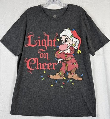 Disney Store Grumpy T Shirt Large Christmas Holiday Gray Short Sleeve Snow White