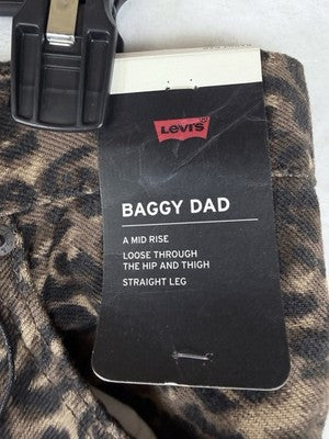 Levis Baggy Dad Jeans 24 Womens Leopard Print 24x30 Mid Rise Denim New NWT