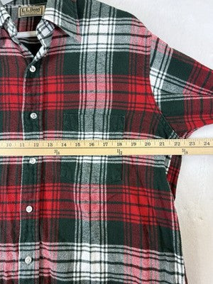 Vintage LL Bean Flannel Shirt Medium Men Made In USA Red Green Plaid Button Down