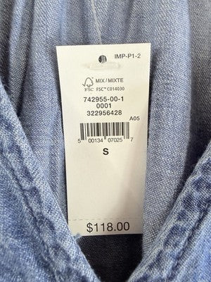 Gap Denim Dress Small Women Short Sleeve Maxi Blue Flutter Sleeve Fit Flare New