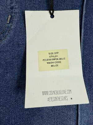 Cosmic Blue Love 27 4 Petite Capri Jeans Mira Pull On Pintuck Blue Women 4P NEW