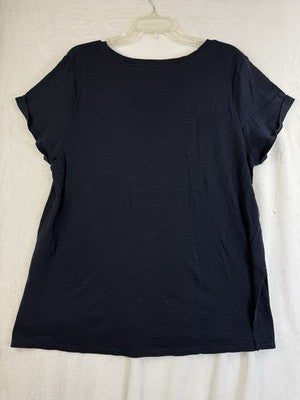J Jill Top XL Pima Short Sleeve V Neck Tee Blue Womens