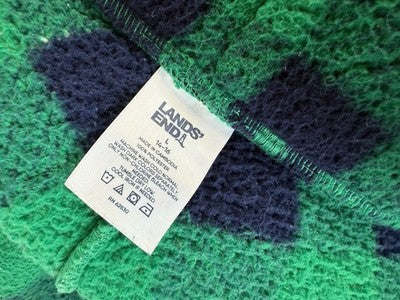 Lands End Sherpa Fleece Pajama Bottoms Large Womens Green Blue Plaid