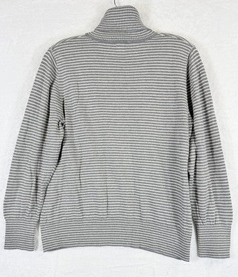 LL Bean Sweater Womens Medium Petite Cashmere Cotton Blend Turtleneck Gray