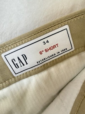 Gap 6” Vintage Shorts 34 Mens Beige Tan Iconic Khaki Cotton Blend New NWT