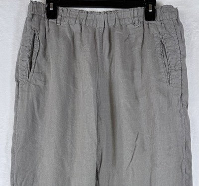 C&C California 100% Linen Pants Large Gray Beige Womens Straight Leg