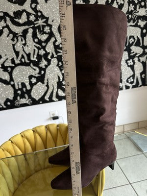 Worthington Valto Faux Suede Over The Knee Boots Womens 6.5 Brown Heels Tall NEW