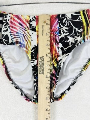 Venus Bandeau Bikini Set Small Top 4 Bottom Black Tropical Print Womens