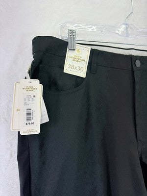 Hart Schaffner Marx Luxury Performance Pants 38x30 Black Golf Mens New NWT