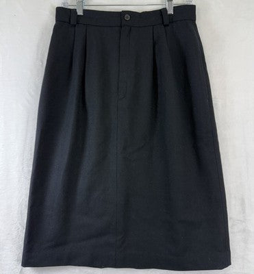 Vintage LL Bean Womens 12 100% Wool Pencil Skirt Black Made In USA Lined