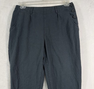 Seasalt Cornwall Nanterrow Trousers 10 Petite Pants Gray Blue Linen Cotton Women