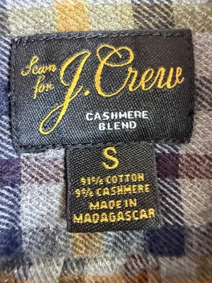 J.Crew Cashmere Blend Slim Flannel Shirt Men Small Tan Button Down Mens
