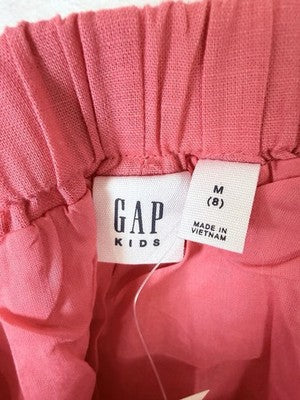 Gap Kids Linen Skort Medium 8 Girls Scallop Melon Pink Skirt W/ Shorts New
