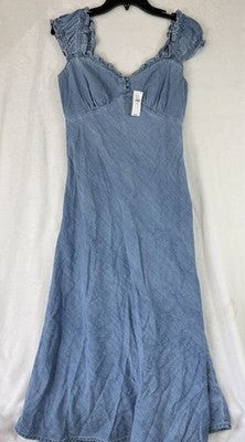 Gap Denim Maxi Dress XS Sweetheart Neckline Blue Long Womens Sleeveless New NWT