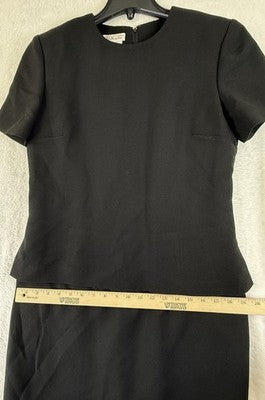 Vintage Talbots Dress 8 Black Peplum Made In USA Office Work Short Sleeve Womens